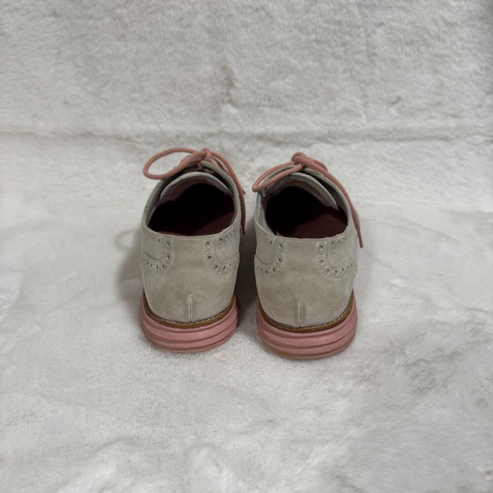 Cole Haan LunarGrand Wingtip Oxford Shoes Women's Size 9B Gray Pink Suede - Picture 7 of 9
